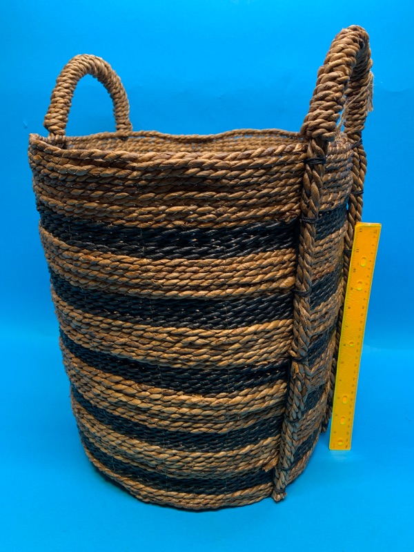 Photo 1 of 282031…large banana bark and paper rope storage handwoven basket 17 x 15 x 19.5”