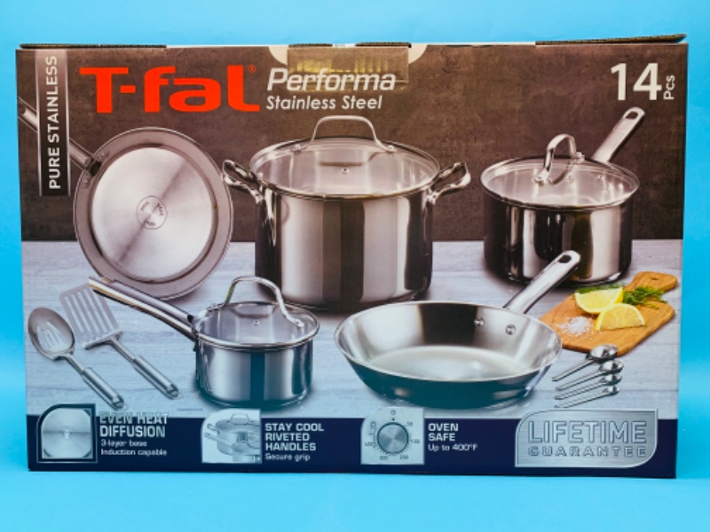 Photo 1 of 282049… …t-fal 14 piece Performa stainless steel cookware set