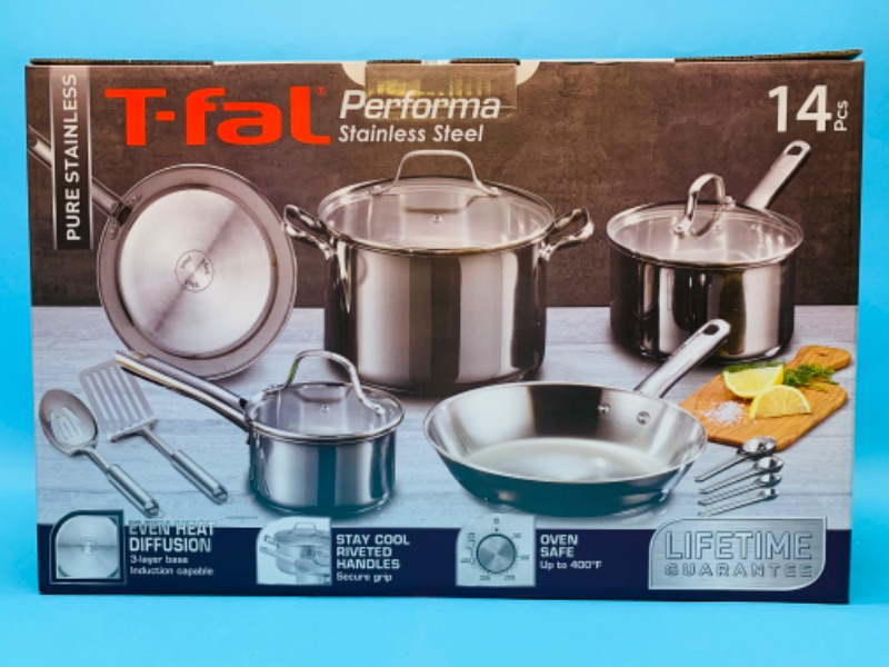 Photo 1 of 282050…t-fal 14 piece Performa stainless steel cookware set