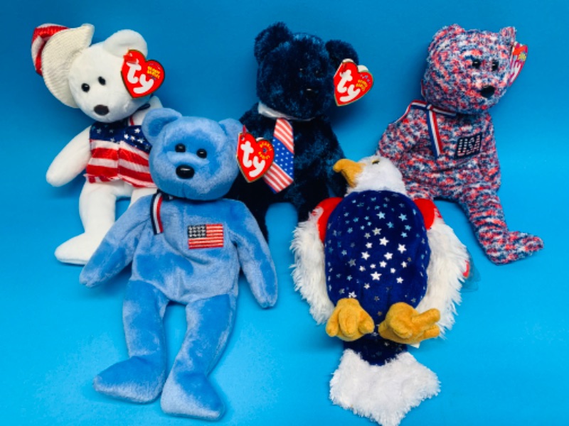 Photo 1 of 282424…5 Patriotic TY beanie babies in plastic bags 