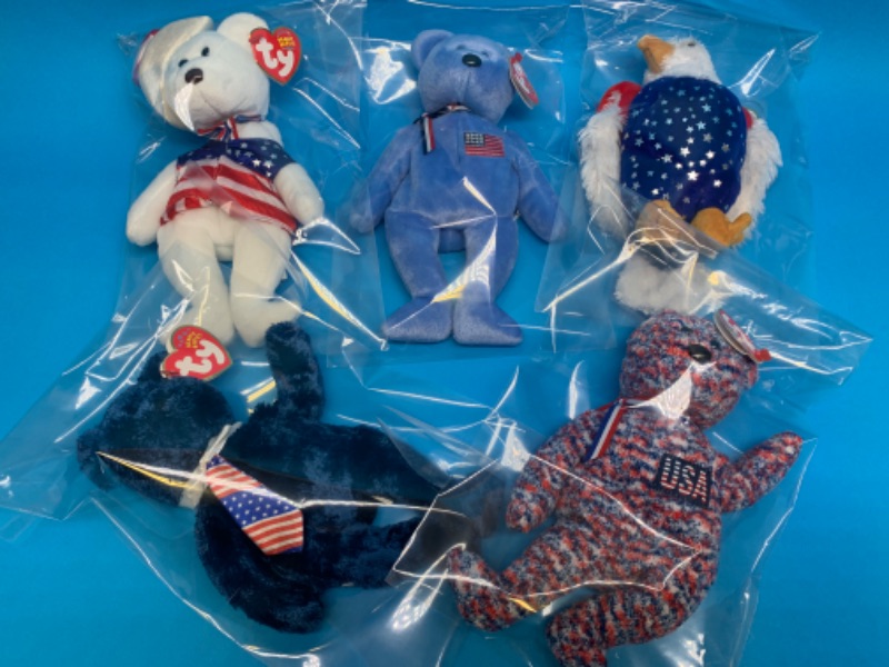 Photo 2 of 282424…5 Patriotic TY beanie babies in plastic bags 