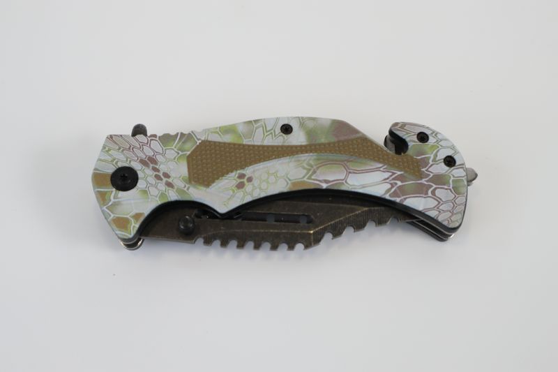 Photo 1 of LIGHT GREEN AND BROWN SNAKE SKIN POCKET KNIFE NEW