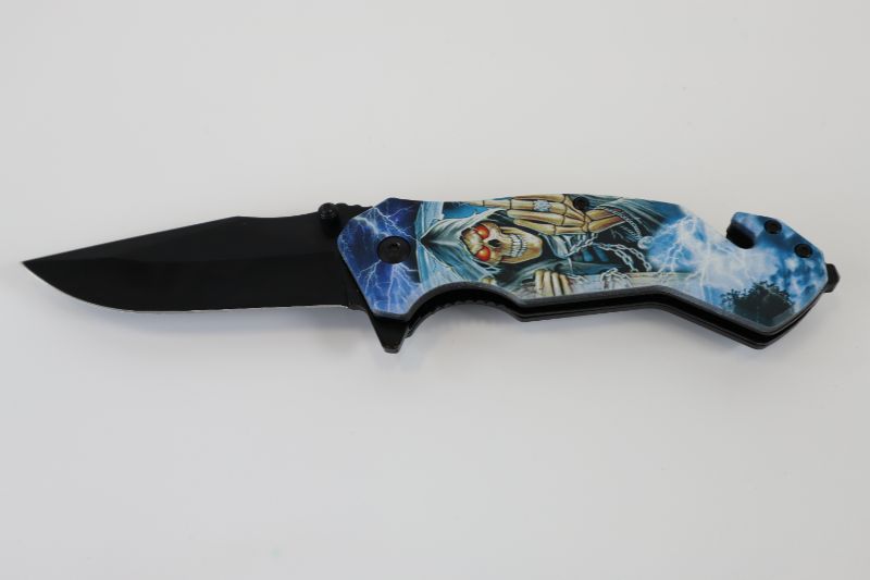 Photo 1 of LIGHT BLUE SKULL AND CHAINS POCKET KNIFE NEW 