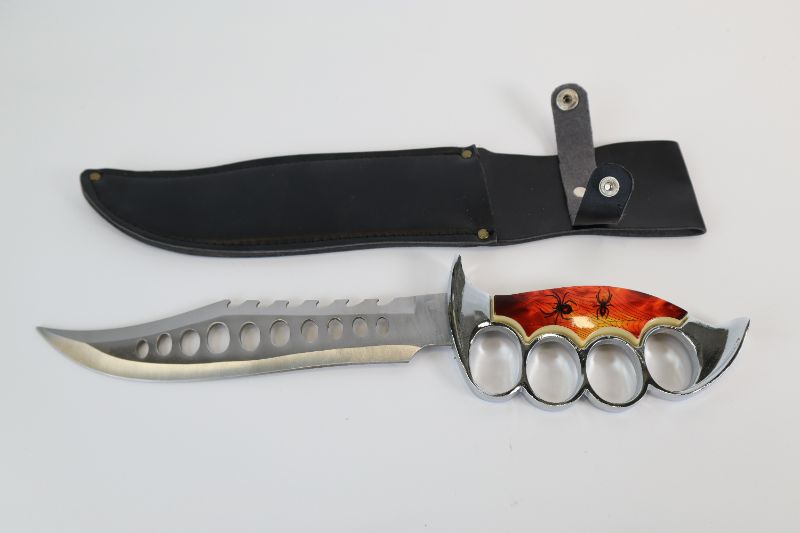 Photo 2 of ORANGE SPIDER TACTICAL BRASS KNUCKLE KNIFE NEW 