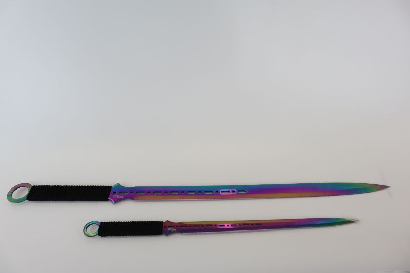 Photo 1 of 2 SET SWORDS OIL SLICK RAINBOW NEW 