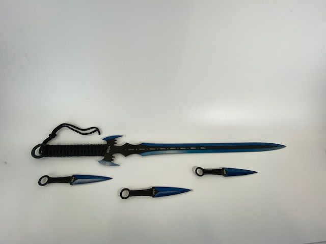 Photo 1 of BLUE THROWING KNIVES WITH SWORD SET NEW