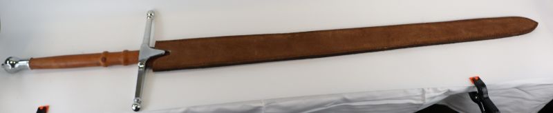 Photo 4 of MEDIEVAL 52 INCH WITH BROWN LEATHER SUEDE CASE SWORD 