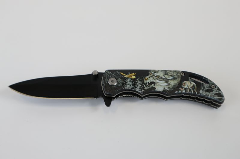 Photo 1 of MOUNTAIN TREE AND WOLF POCKET KNIFE NEW 