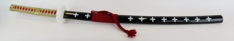 Photo 1 of RED AND YELLOW KATANA WITH BLACK BLADE GUARD CASE FUNCTIONAL NEW 
