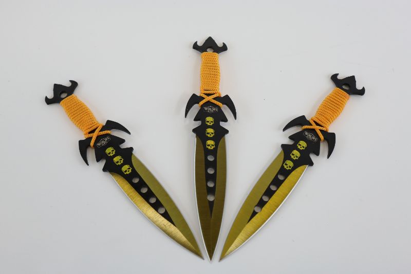 Photo 1 of 7.5 INCH YELLOW THREE PACK THROWING KNIVES NEW