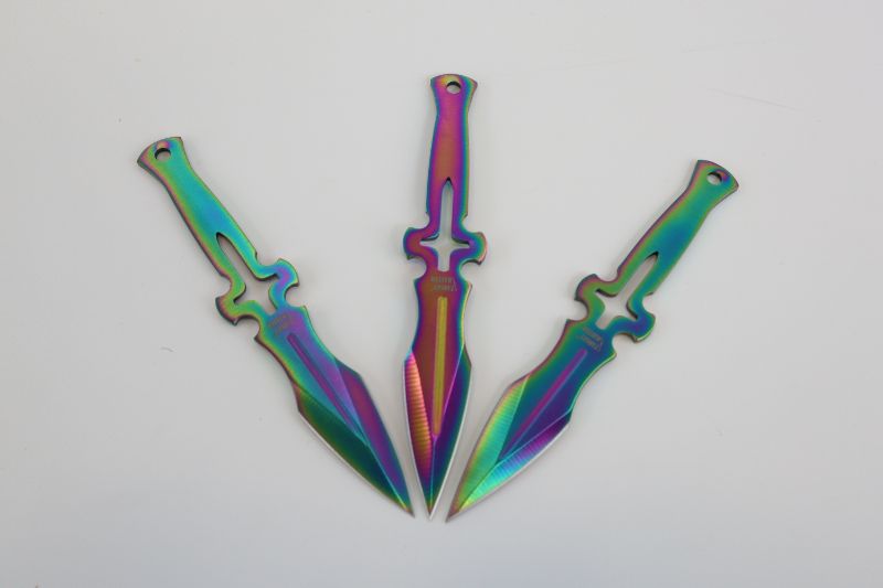 Photo 1 of 6.5 INCH RAINBOW THROWING KNIFE SET OF 3 NEW 