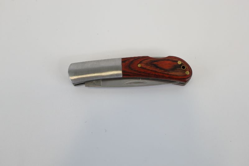 Photo 2 of STEEL BOL PAKKAWOOD POCKET KNIFE WOOD HANDLE WITH SILVER NEW 