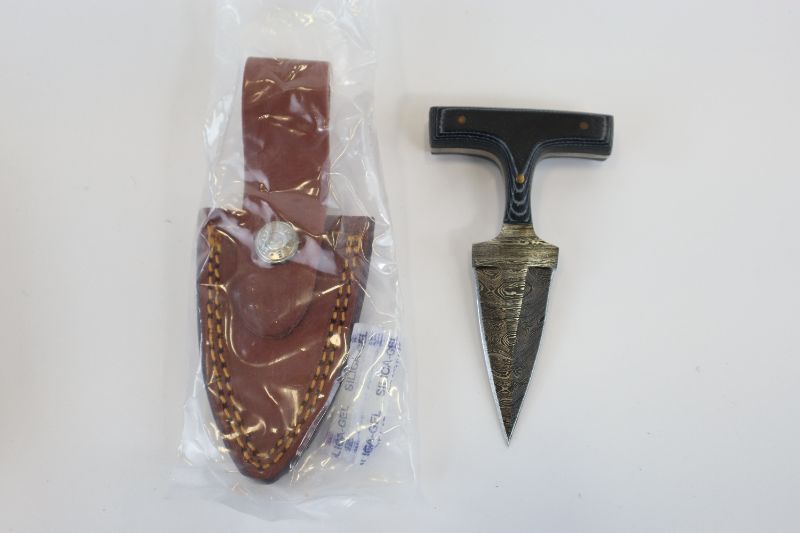 Photo 1 of DAMASCUS STEAL MICARTA PUSH DAGGER NEW 