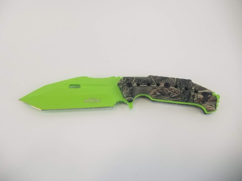 Photo 1 of TACTICAL RAZOR GREEN REAL TREE CAMO HUNTING KNIFE NEW