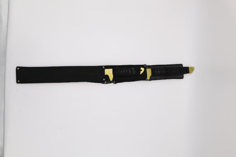 Photo 3 of SET OF 2 GOLD MACHETE SWORD WITH WRITING BLACK HANDLE NEW