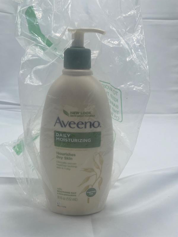 Photo 2 of Aveeno Daily Moisturizing Body Lotion with Soothing Oat and Rich Emollients, Fragrance-Free, 18 Fl Oz