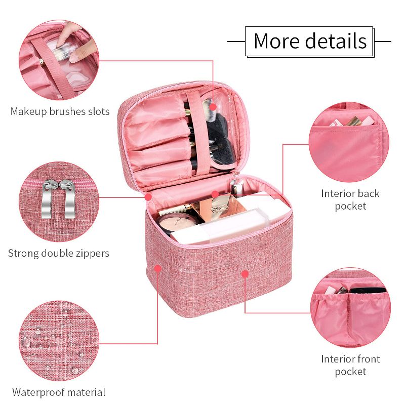 Photo 3 of 
Makeup Bag Travel Large Cosmetic Bag Case Organizer Pouch with Mesh Bag Brush Holder Make Up Toiletry Bags for Women