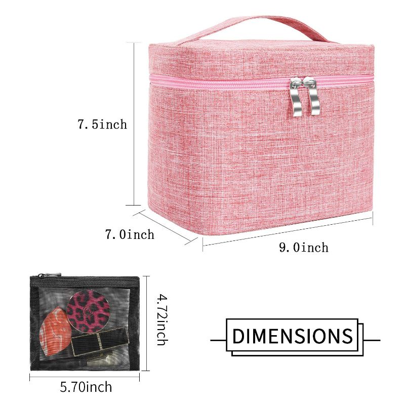 Photo 2 of 
Makeup Bag Travel Large Cosmetic Bag Case Organizer Pouch with Mesh Bag Brush Holder Make Up Toiletry Bags for Women