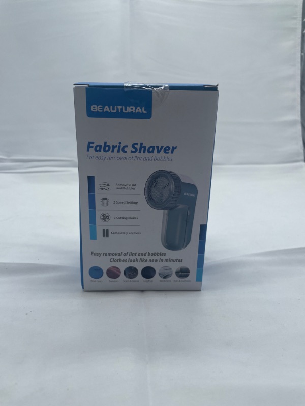 Photo 3 of BEAUTURAL Fabric Shaver and Lint Remover, Sweater Defuzzer with 2-Speeds, 2 Replaceable Stainless Steel Blades, Battery Operated, Remove Clothes Fuzz, Lint Balls, Pills, Bobbles
