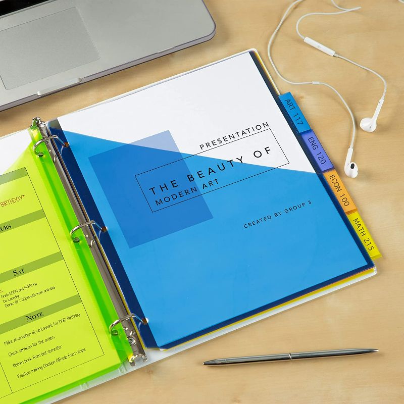 Photo 1 of Avery 5-Tab Plastic Binder Dividers with Pockets, Insertable Multicolor Big Tab