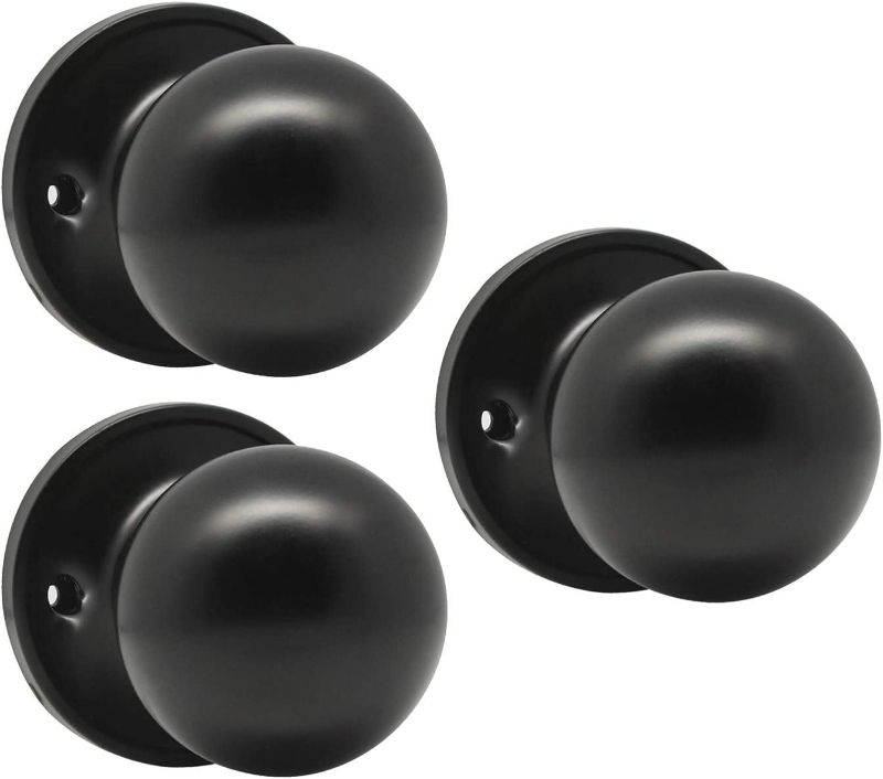 Photo 1 of KNOBWELL 3 Pack Single Sided Dummy Door Knob Closet Door Knob Set, Interior Door Knobs Reversible for Left or Right Handed Doors, Matte Black