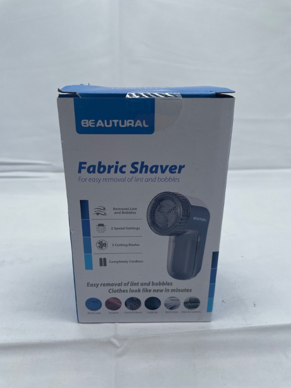 Photo 2 of BEAUTURAL Fabric Shaver and Lint Remover, Sweater Defuzzer with 2-Speeds, 2 Replaceable Stainless Steel Blades, Battery Operated, Remove Clothes Fuzz, Lint Balls, Pills, Bobbles