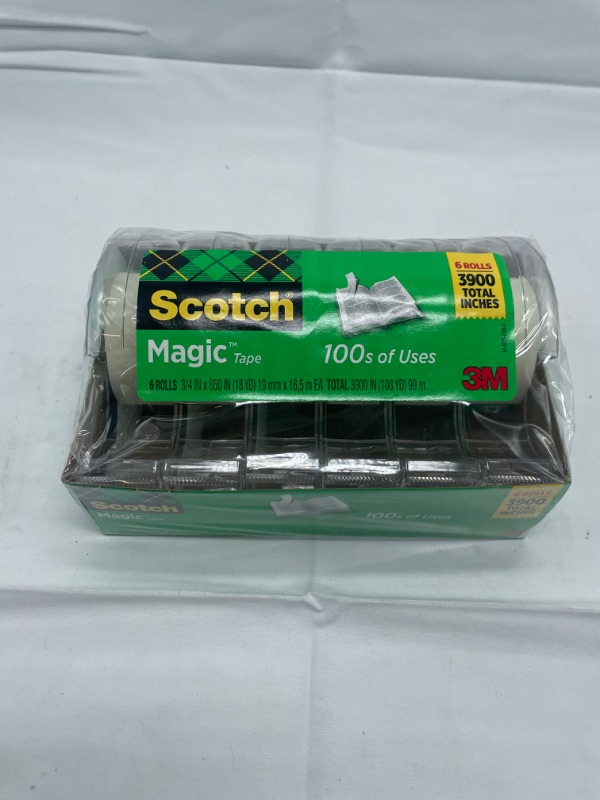 Photo 2 of Scotch Magic Tape, 6 Rolls with Dispensers, Great for Gift Wrapping, Numerous Applications, Invisible, Engineered for Repairing, 3/4 x 650 Inches (6122) (6 Pack)