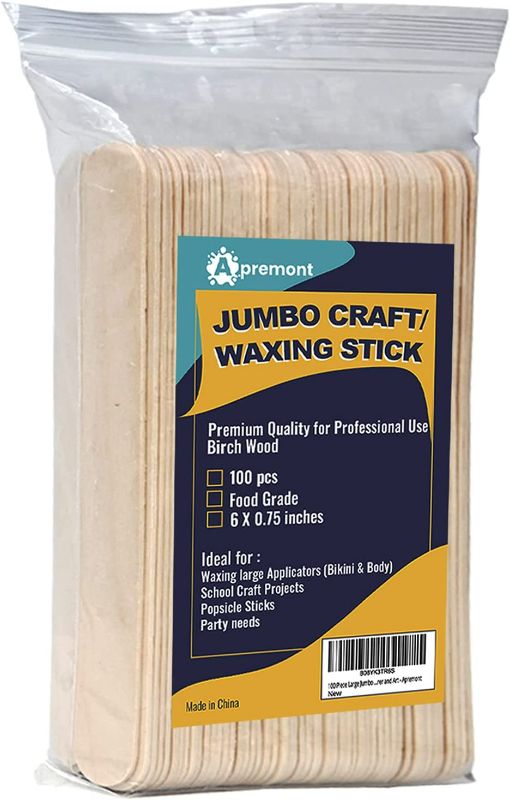Photo 1 of 2000 Piece Large Jumbo Wooden Craft Sticks (6" x 3/4"), Premium Natural Organic Wood for Waxing, Craft Project, Tongue Depressor, Popsicle, Ice Cream Stick ,Woodcraft, Paint Stirrer and Art - Apremont