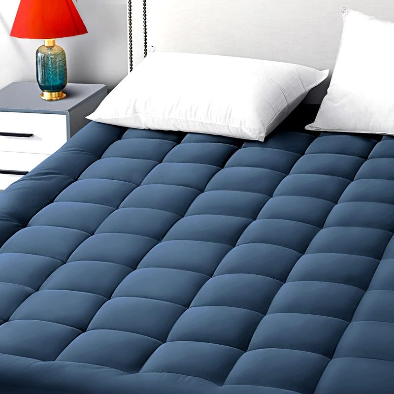 Photo 1 of King Size Mattress Pad Pillow Top Mattress Cover Quilted Fitted Mattress Protector 8-21" Deep Pocket Cooling Mattress Topper,BLUE