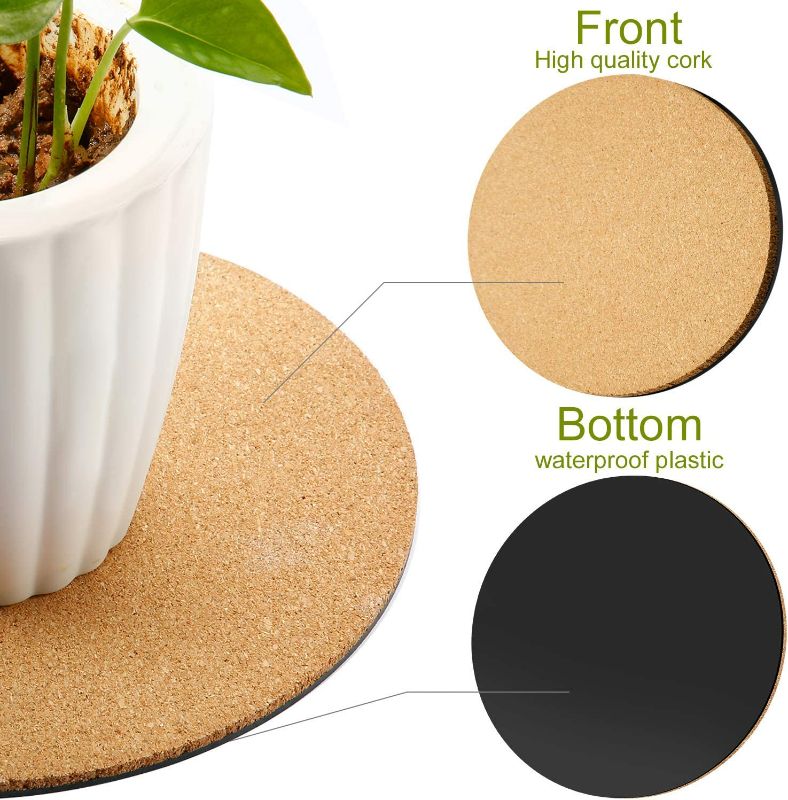 Photo 2 of 3 Pieces Cork Plant Mat Round Cork Plant Coasters DIY Cork Pad Plant Plate Pad for Gardening, Indoor and Outdoor Pots, DIY Craft Project (Nude and Black, 6 Inches, 8 Inches, 10 Inches)