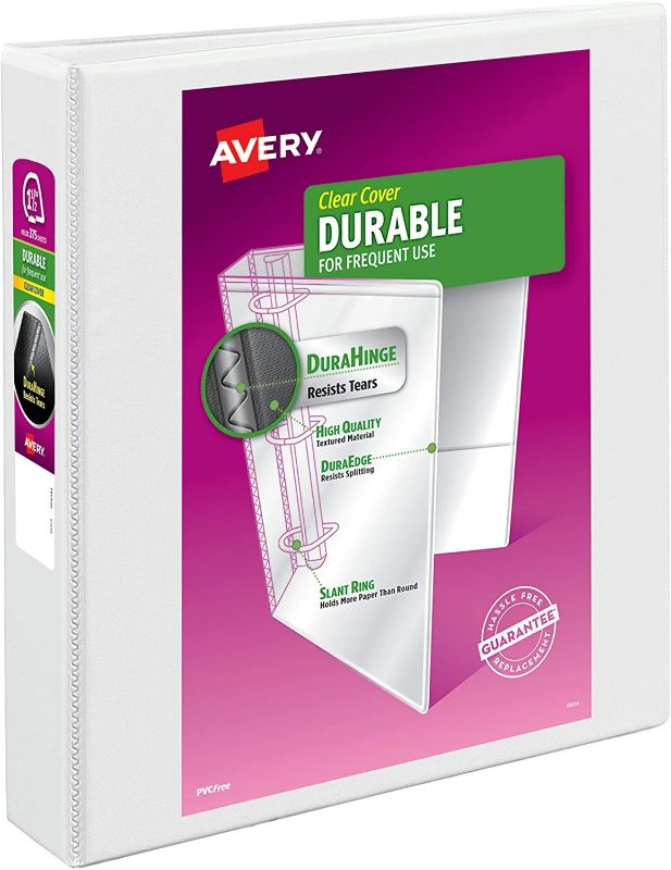 Photo 1 of Avery Durable View 3 Ring Binder, 1-1/2 Inch EZD Rings, 1 White Binder (09401)