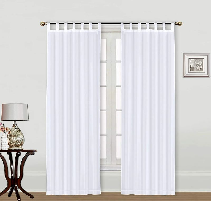 Photo 1 of ECM. Texture Semi-Sheer Tab Top Curtain Panel Trevor Light Filtering Soft White (40" x 108")