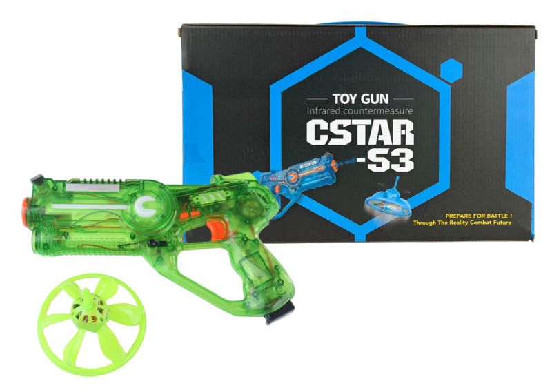 Photo 1 of C STAR TOY GUN INCLUDES EXOPLANET FLYING SAUCER AND CHARGING CORD REQUIRE 4 TRIPPLE A BATTERIES NEW IN BOX $45.99