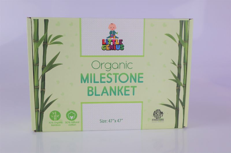 Photo 1 of ORGANIC MILESTONE BLANKET CAPTURES ALL 12 MONTHS GENDER NEUTRAL 47IN X 47IN 70 PERCENT ORGANIC BAMBOO 30 PERCENT NATURAL COTTON  HYPOALLERGENIC NEW $32.99