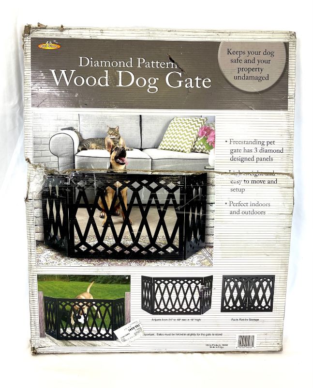 Photo 3 of ETNA DIAMOND DESIGN WOOD PET GATE 24-48 IN WIDTH X 19 IN HEIGHT COLOR BLACK NEW IN BOX
$39.99
