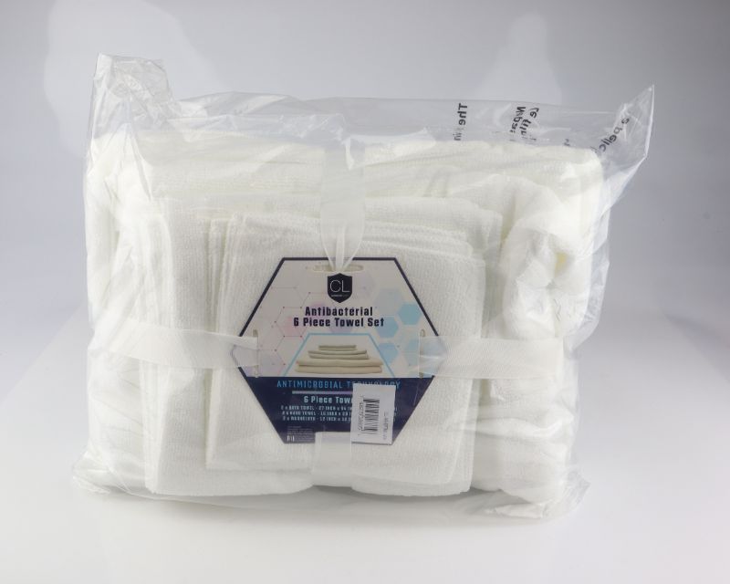 Photo 1 of 6 PIECE ANTIBACTERIAL TOWEL SET 2 BATH TOWELS 2 HAND TOWELS BAND 2 WASHCLOTHS NEW $30.00