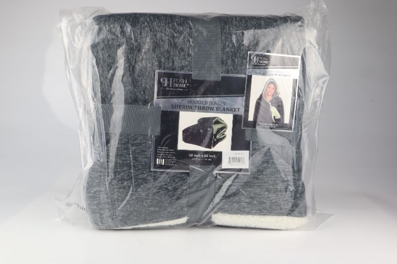 Photo 1 of HOODED JERSEY SHERPA THROW BLANKET 50IN x 60IN NEW $25