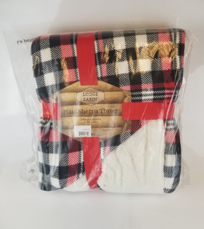 Photo 1 of PLAID SHERPA THROW BLANKET 50x60 INCH NEW $34.99