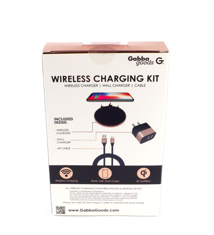 Photo 2 of WIRELESS CHARGING KIT 1 WIRELESS CHARGER 1 ALL BLOCK AND 1 4FT CABLE COLOR ROSE GOLD NEW $ 59.99