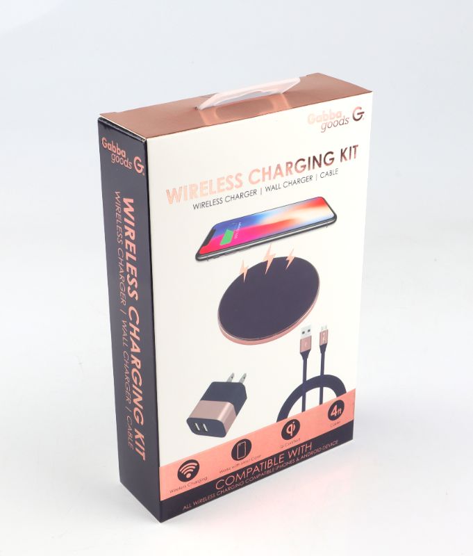 Photo 1 of WIRELESS CHARGING KIT 1 WIRELESS CHARGER 1 ALL BLOCK AND 1 4FT CABLE COLOR ROSE GOLD NEW $ 59.99