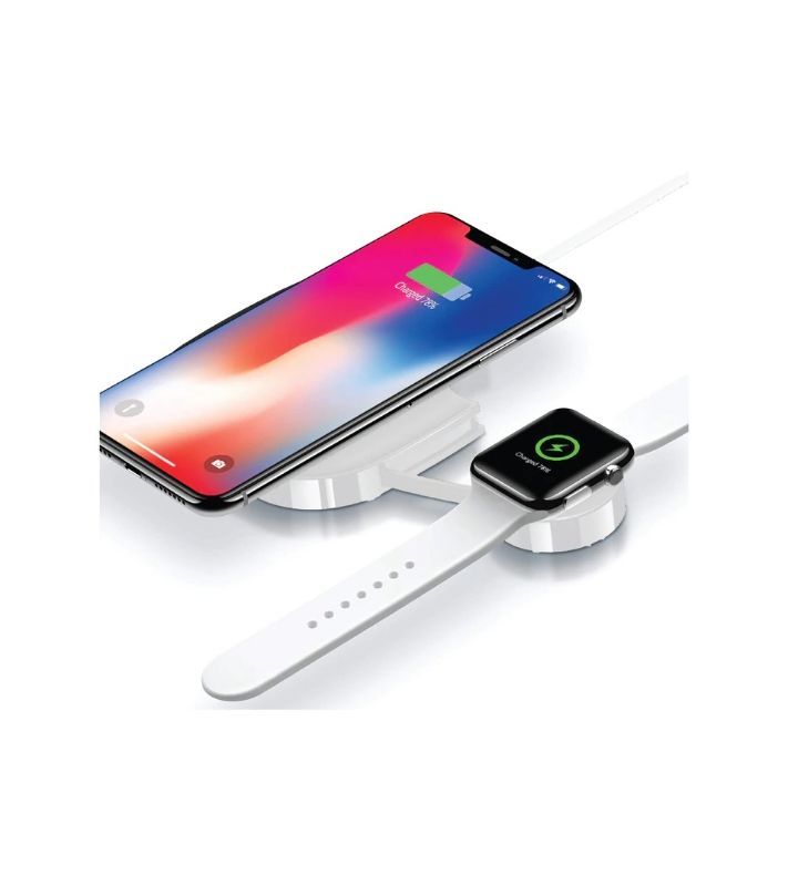 Photo 1 of DUAL WIRELESS CHARGING STATION FOR PHONE WATCH AND AIRPODS COLOR WHITE NEW $59.99
