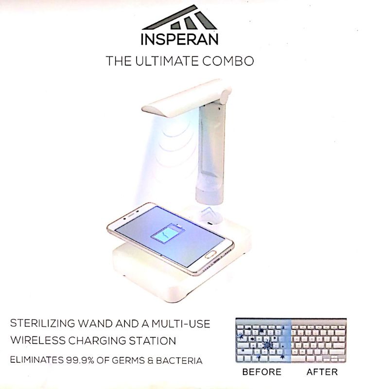 Photo 1 of INSPERAN ULTIMATE COMBO DETACHABLE STERILIZING WAND AND MULTIUSE WIRELESS CHARGING STATION ELIMINATES 99 OF GERMS NEW IN BOX 

159

