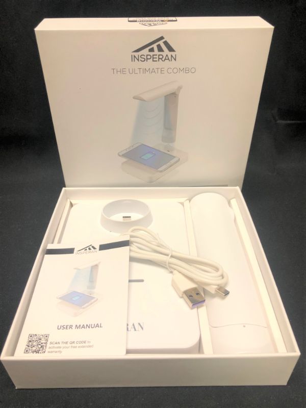 Photo 2 of INSPERAN ULTIMATE COMBO DETACHABLE STERILIZING WAND AND MULTIUSE WIRELESS CHARGING STATION ELIMINATES 99 OF GERMS NEW IN BOX 

159
