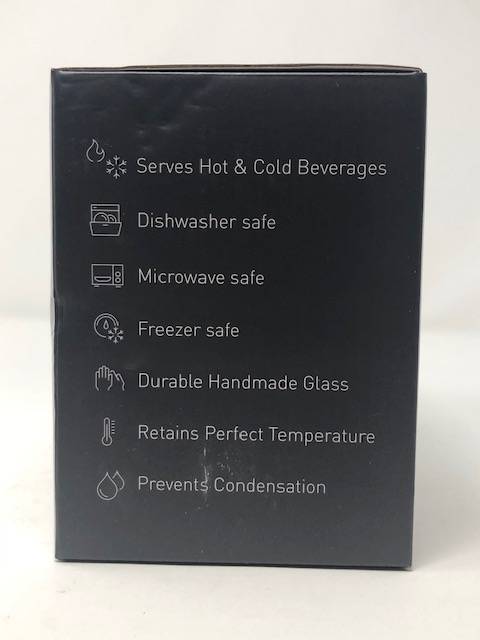 Photo 3 of JECOBI LUXURY 10 OZ DOUBLE WALL INSULATED GLASS SET OF 2 HOT OR COLD DISHWASHER MICROWAVE FREEZER SAFE LIGHT AND DURABLE NEW IN BOX $25