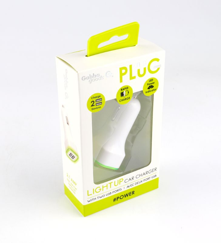 Photo 1 of 2 PORT LIGHT UP CAR CHARGER LED POWER AND RAPID CHARGE COLOR GREEN  NEW $ 29.99