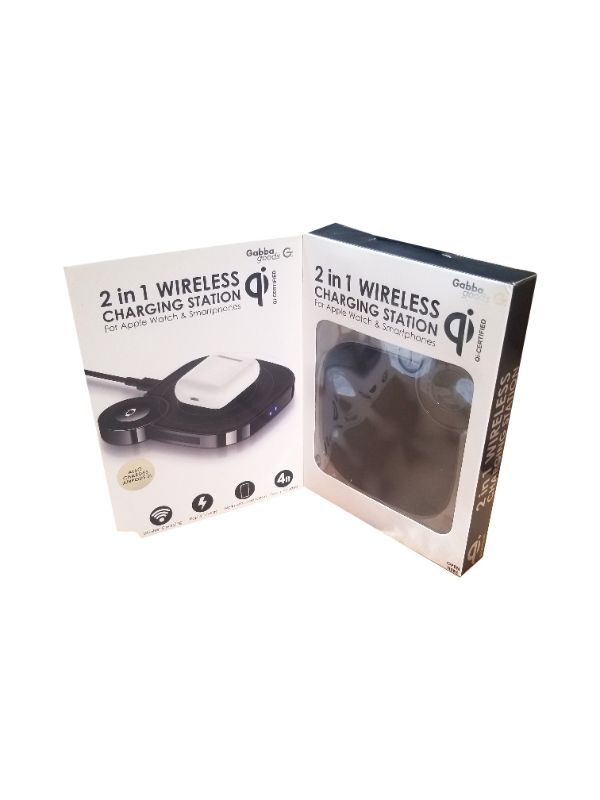 Photo 2 of 2 IN 1 QI CERTIFIED  WIRELESS CHARGING STATION FOR ALL SMARTPHONES ALSO CHARGES AIRPODS WATCHES 4FT CORD NEW $59.99
