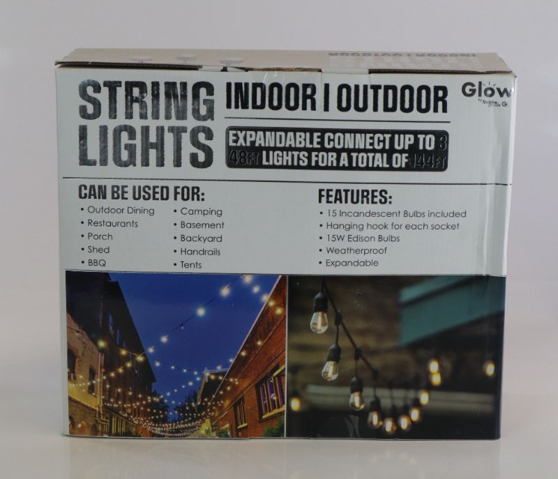 Photo 1 of 48 FOOT OUTDOOR STRING LIGHTS CONNECTABLE AND EASY TO INSTALL CAN CONNECT UP TO 5 STRINGS OR 960WATTS TOGETHER WHICH IS 240FEET .25INCH LOOPS TO HANG ALSO SOCKET IS PURE COPPER CAN BE USED WITH A LIGHT DIMMER SWITCH $159.99
