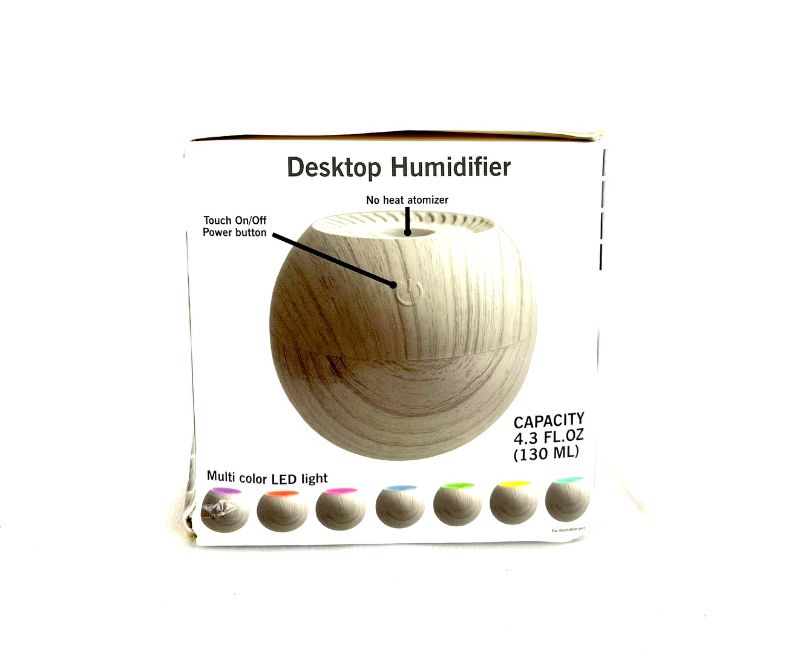 Photo 2 of DESKTOP HUMIDIFIER ADDS MOISTURE TO THE AIR WHISPER QUIET 7 LED LIGHT CHOICES 4" TALL USB CABLE INCLUDED $24.99
