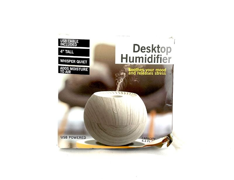 Photo 1 of DESKTOP HUMIDIFIER ADDS MOISTURE TO THE AIR WHISPER QUIET 7 LED LIGHT CHOICES 4" TALL USB CABLE INCLUDED $24.99
