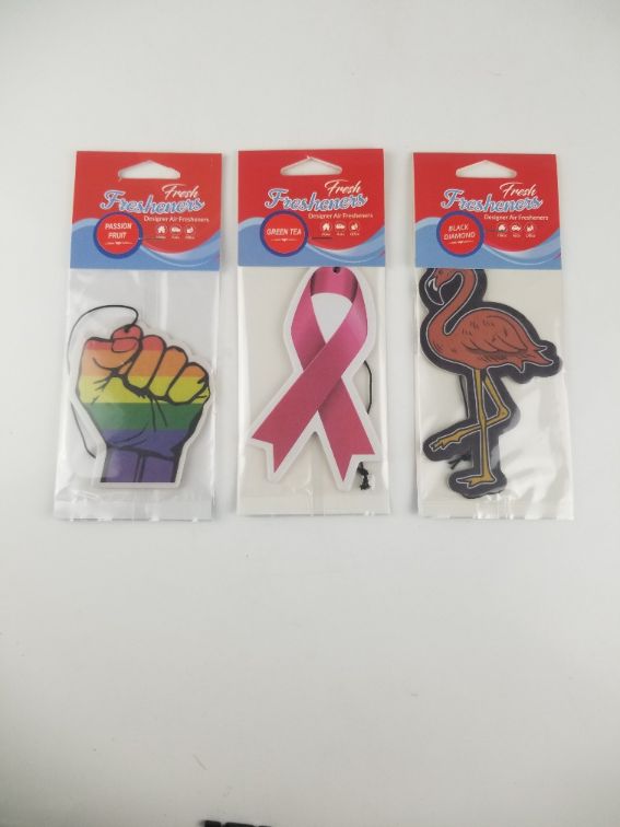 Photo 1 of 3 PACK AIR FRESNSERS 1FLAMINGO 1 PRIDE FIST AND 1 BREAST CANCER RIBBON NEW 